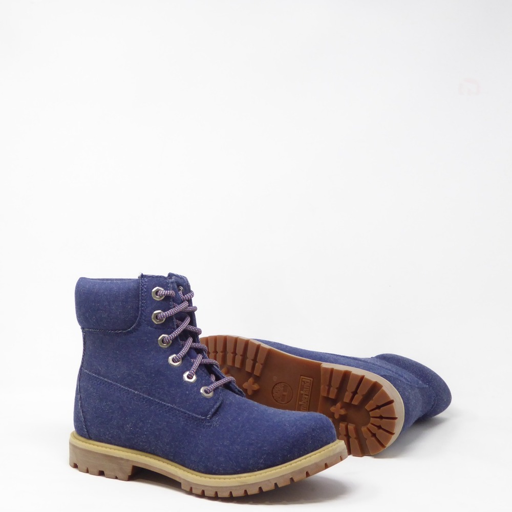 NEW Timberland Womens Premium 6-Inch Boots Blue Denim Canvas Lace Up Size 7